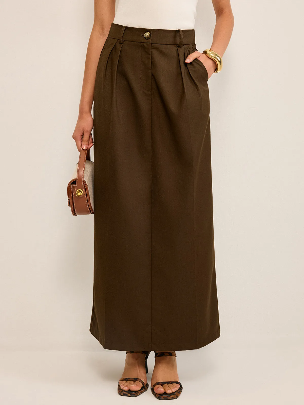 Pocketed High-Waisted Maxi Skirt sold by COMMENSE product image thumbnail 3