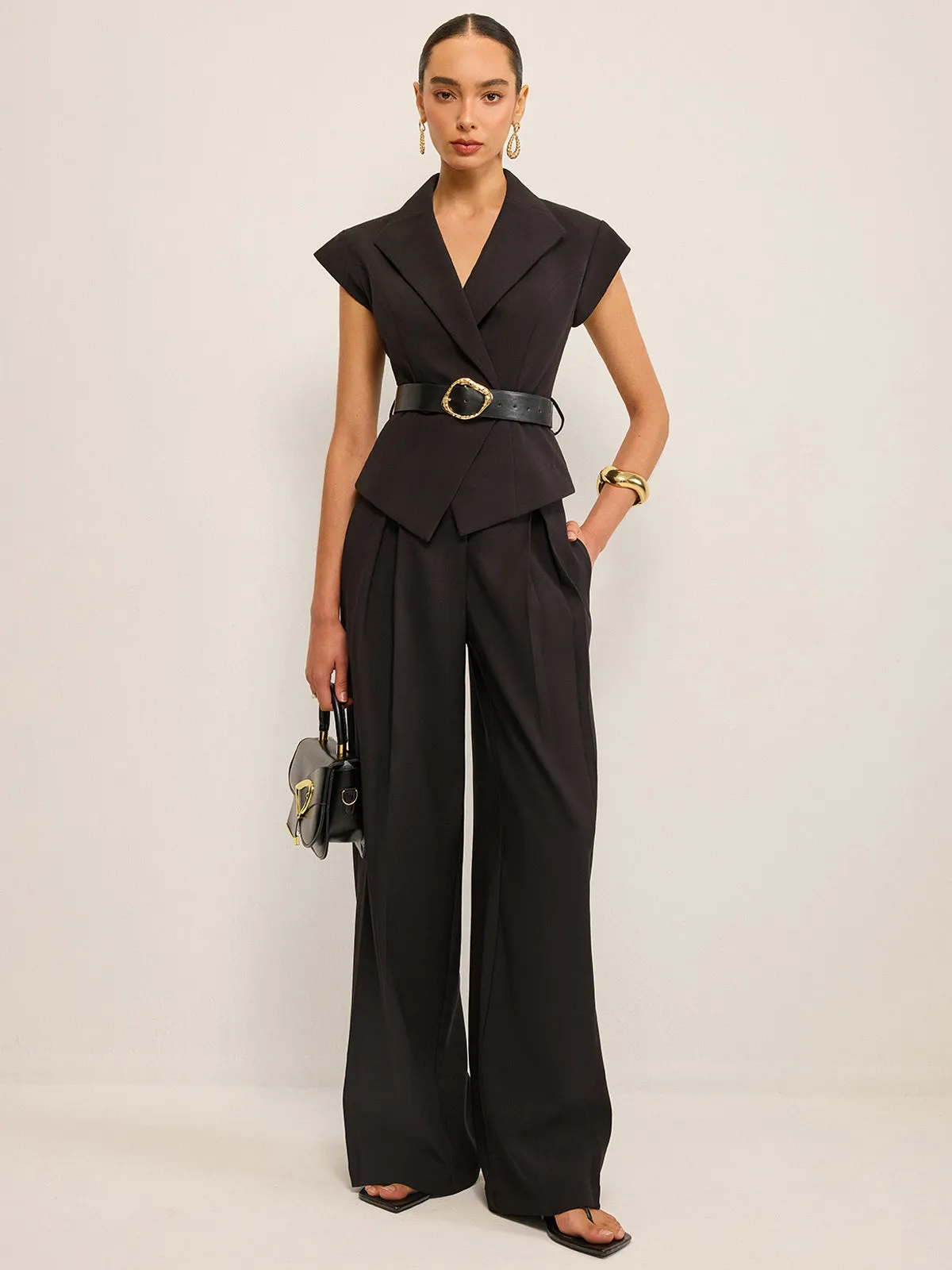 Belted Peplum Vest with Metal Buckle Detail sold by COMMENSE product image thumbnail 2