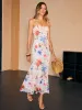 Semi-Sheer Floral Print Slip Maxi Dress sold by COMMENSE