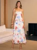 Semi-Sheer Floral Print Slip Maxi Dress sold by COMMENSE