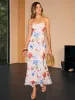 Semi-Sheer Floral Print Slip Maxi Dress sold by COMMENSE