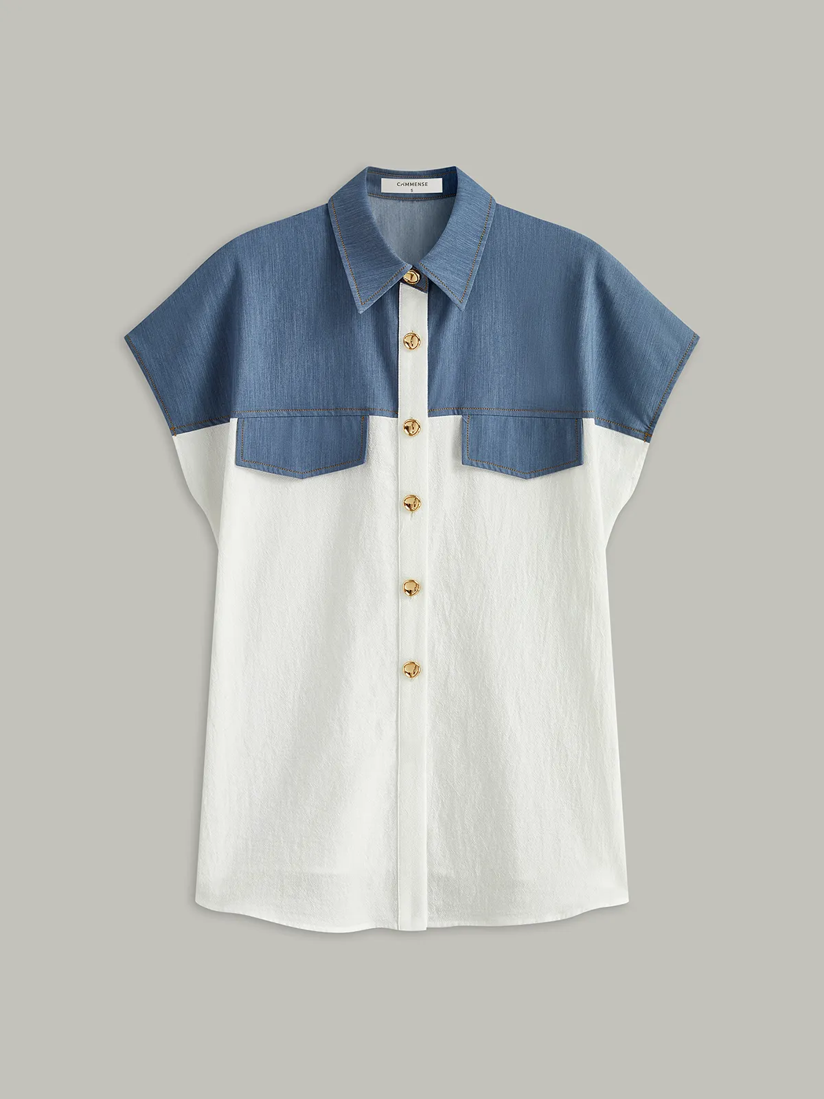 Color-Blocked Short-Sleeved Shirt sold by COMMENSE product image thumbnail 2