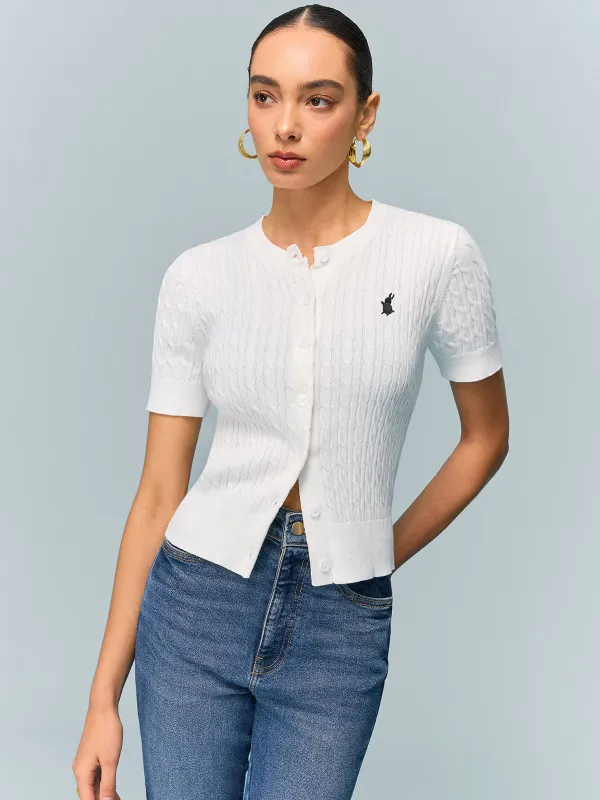 Cable Knit Short Sleeve Top sold by COMMENSE
