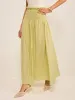 Pleated Linen Smocked Maxi Skirt sold by COMMENSE