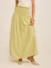 Pleated Linen Smocked Maxi Skirt sold by COMMENSE