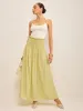 Pleated Linen Smocked Maxi Skirt sold by COMMENSE