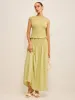 Reversible Pleated Linen Top with Ruffled Neckline sold by COMMENSE