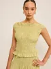 Reversible Pleated Linen Top with Ruffled Neckline sold by COMMENSE