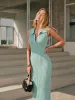 Ribbed Textured Knit Midi Dress with Polo Collar sold by COMMENSE