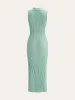 Ribbed Textured Knit Midi Dress with Polo Collar sold by COMMENSE
