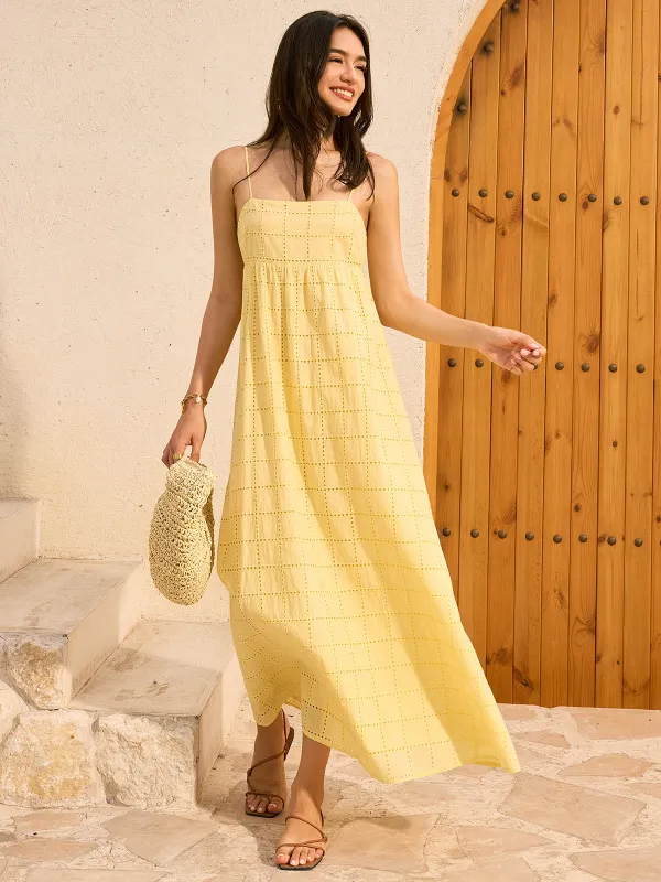 Eyelet Backless Maxi Dress sold by COMMENSE