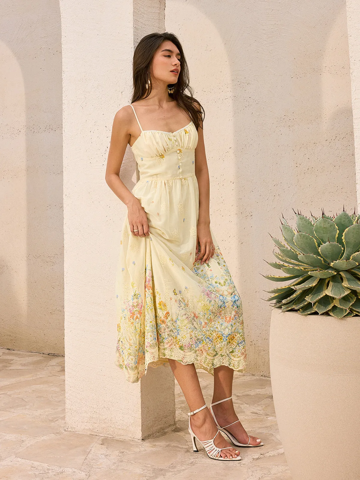 Floral Embroidered Midi Dress sold by COMMENSE product image thumbnail 5
