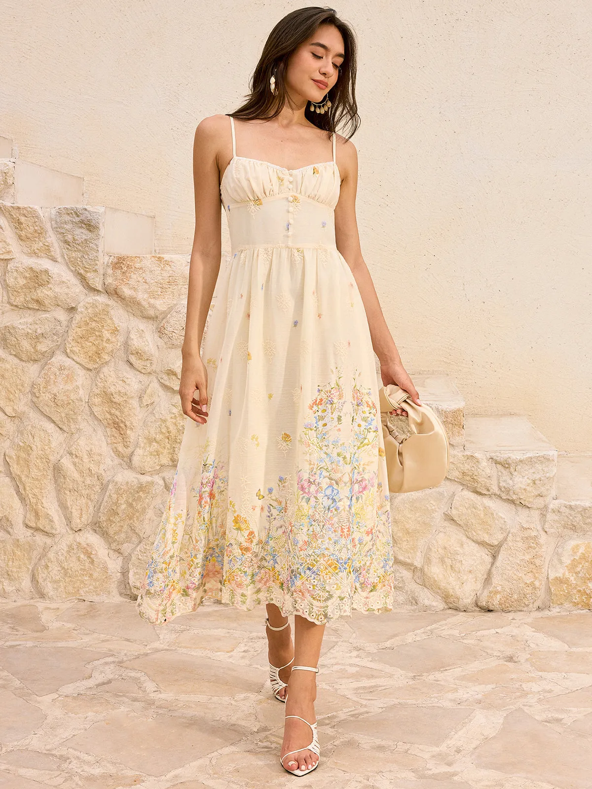 Floral Embroidered Midi Dress sold by COMMENSE