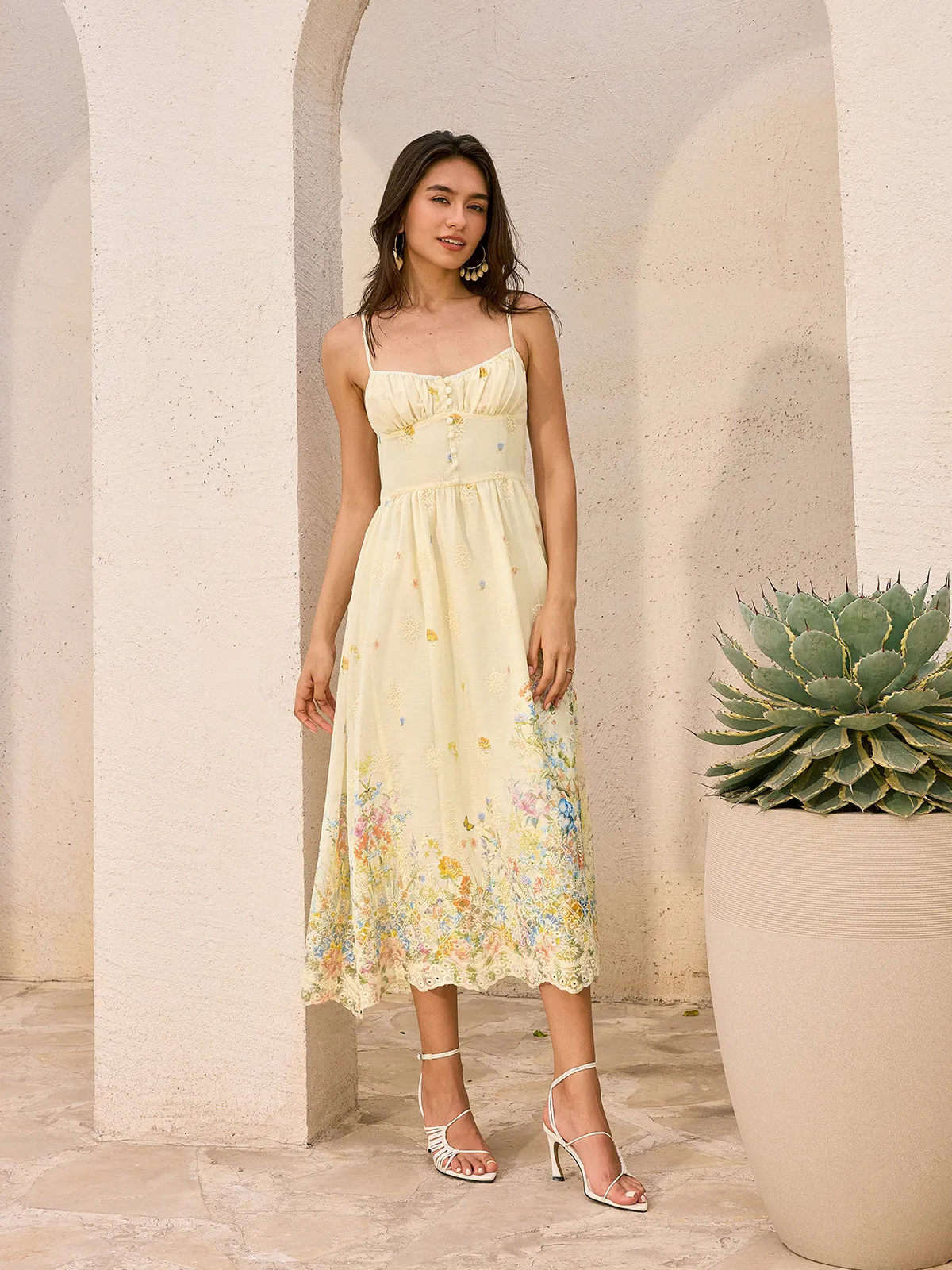 Floral Embroidered Midi Dress sold by COMMENSE product image thumbnail 4
