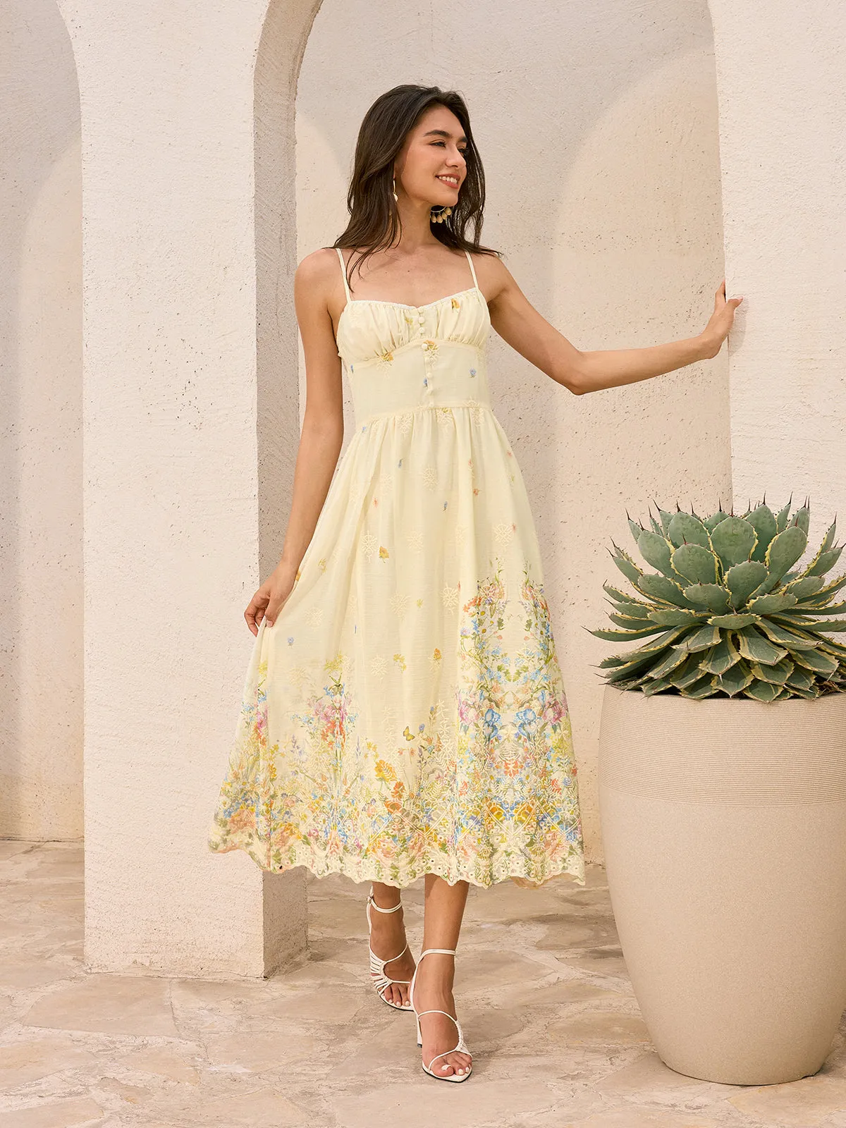 Floral Embroidered Midi Dress sold by COMMENSE product image thumbnail 2
