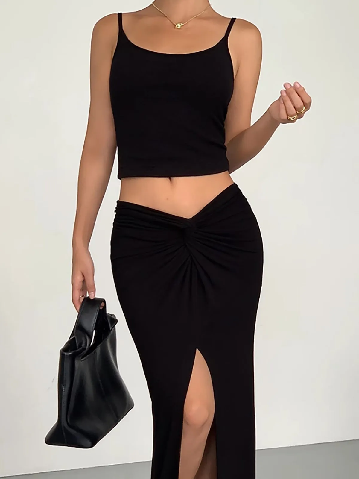 Twist Detail Split Maxi Skirt sold by COMMENSE product image thumbnail 4