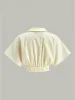 Ruched Short Sleeve Collared Top sold by COMMENSE