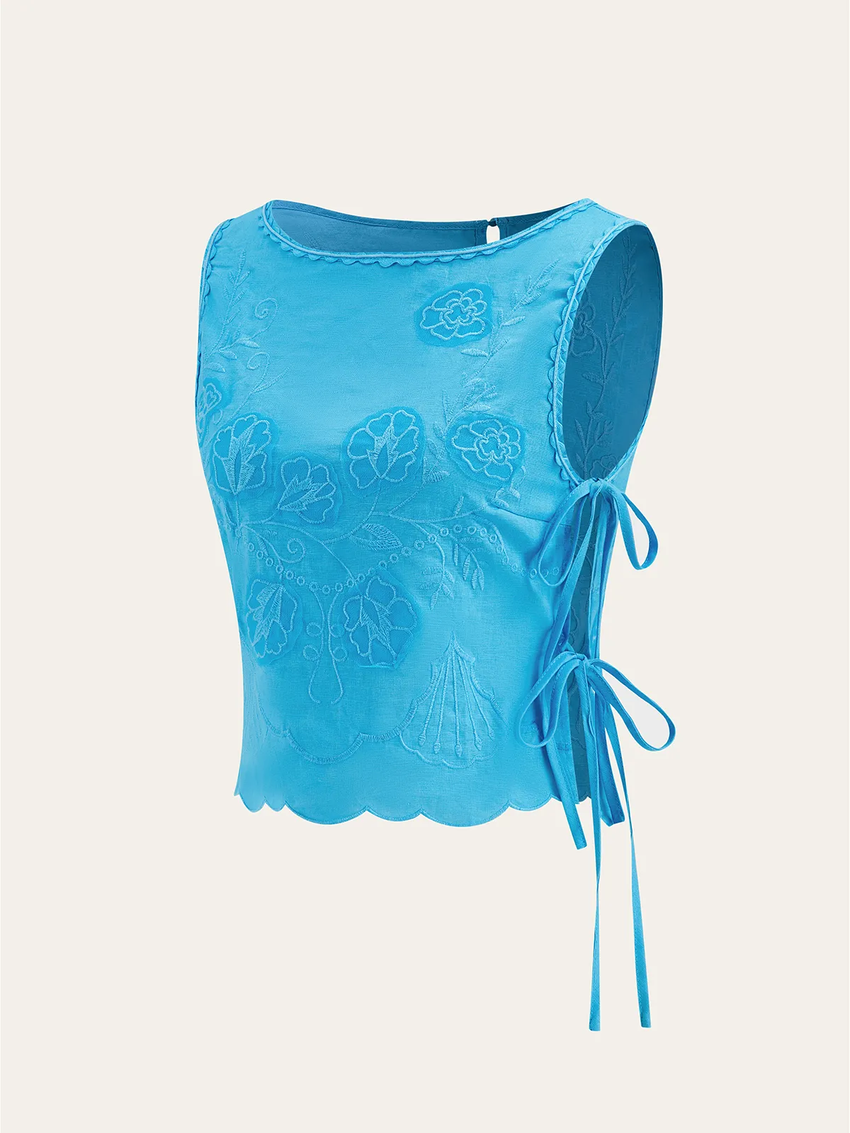 Tie-detail Floral Embroidery Top sold by COMMENSE product image thumbnail 2