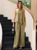 Halter Neck Knot Top and Wide Leg Pants Set sold by COMMENSE