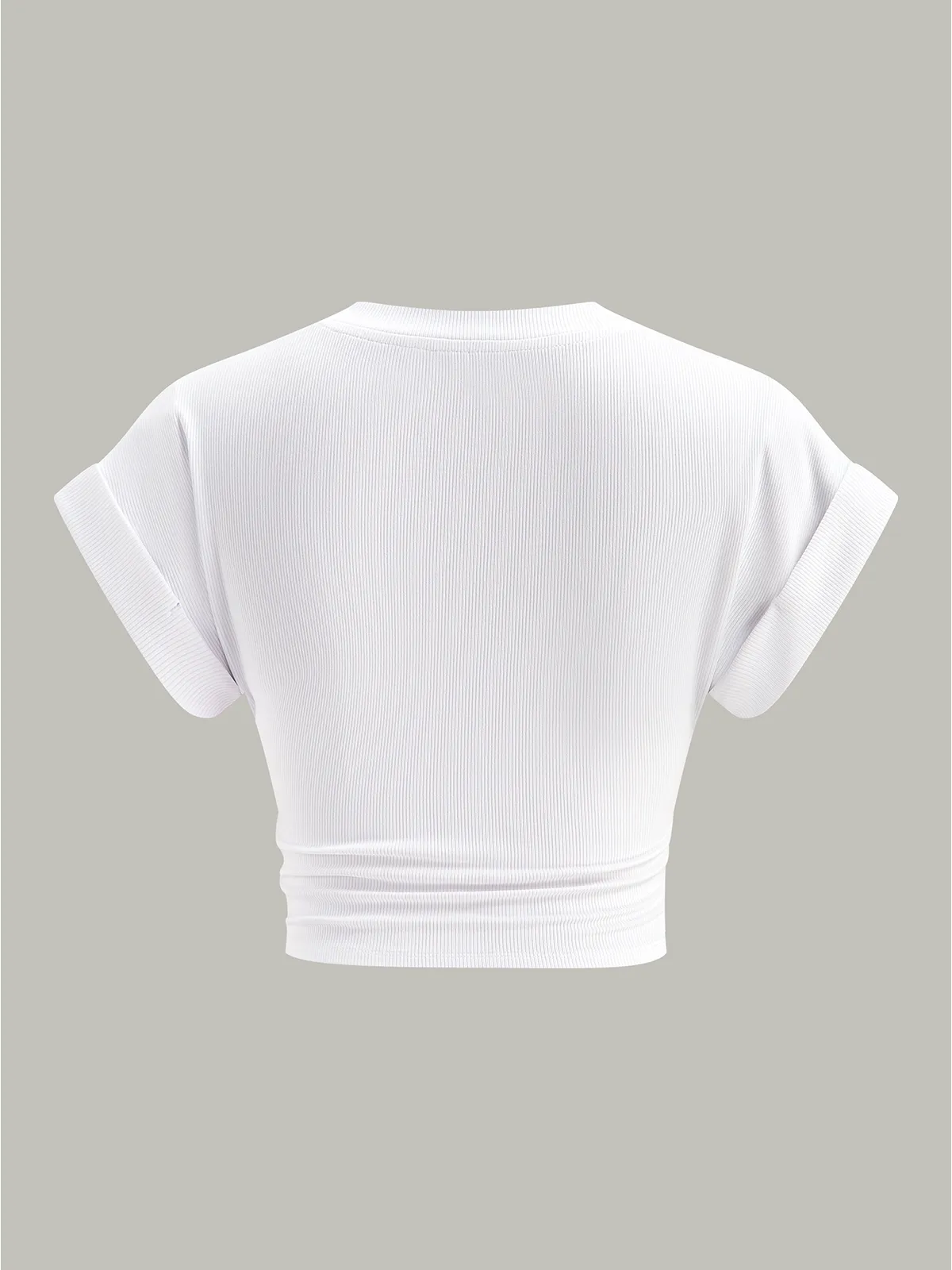 Ribbed V-Neck Knotted Crop Top sold by COMMENSE product image thumbnail 2