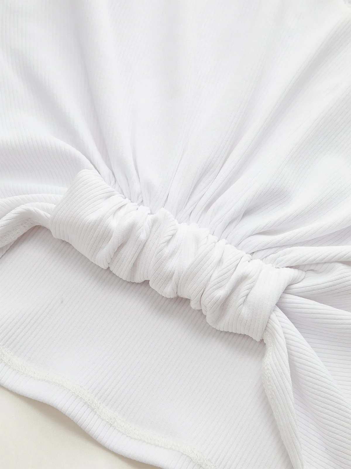 Ribbed V-Neck Knotted Crop Top sold by COMMENSE product image thumbnail 3