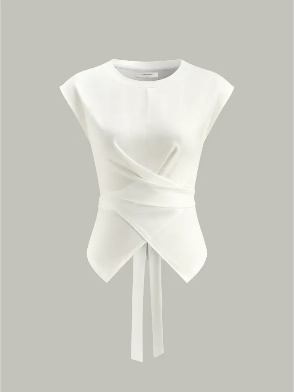Wrap-Front Tie-Back Top sold by COMMENSE