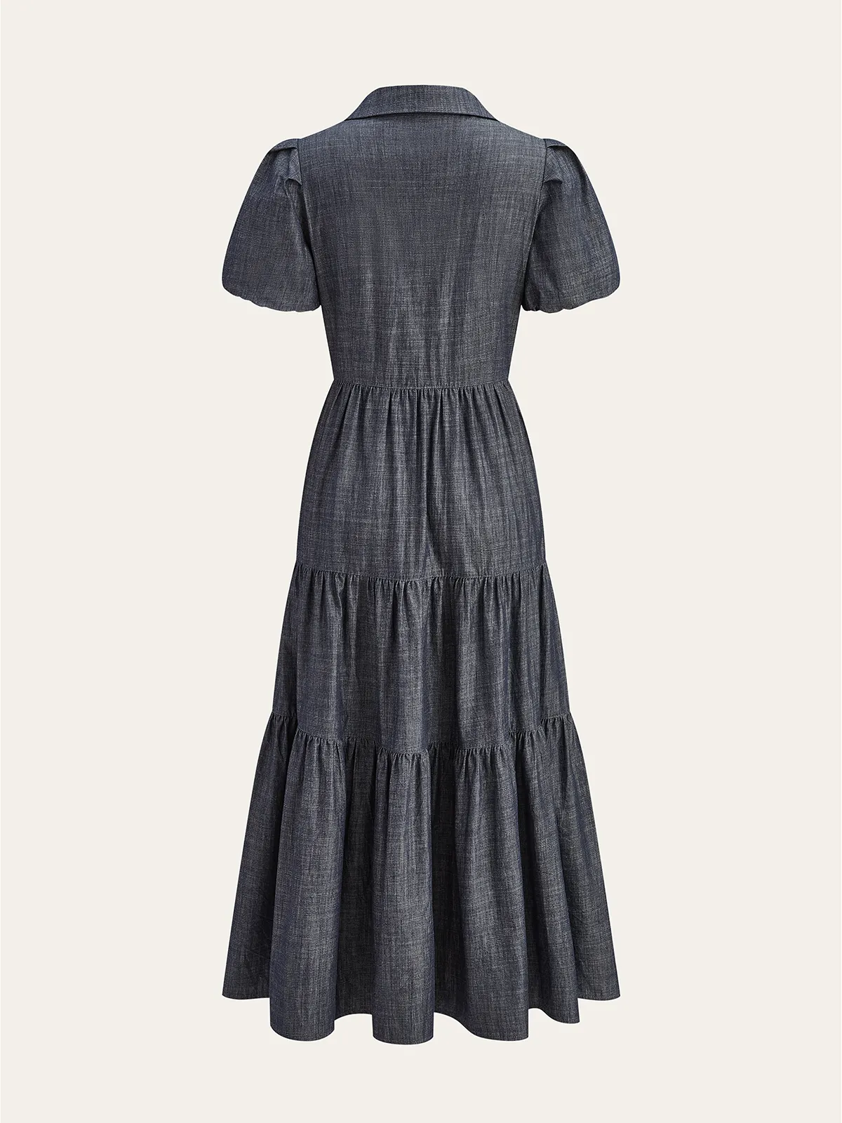 Puff Sleeve Tiered Button-Front maxi Dress sold by COMMENSE product image thumbnail 2