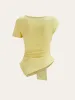 Asymmetrical Ruched Knotted Top sold by COMMENSE