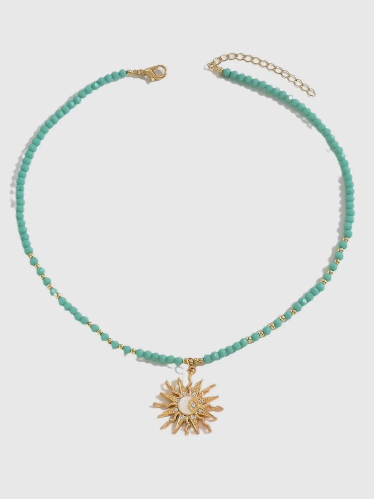 Turquoise Beaded Choker with Sun-Moon Pendant sold by COMMENSE product image thumbnail 4