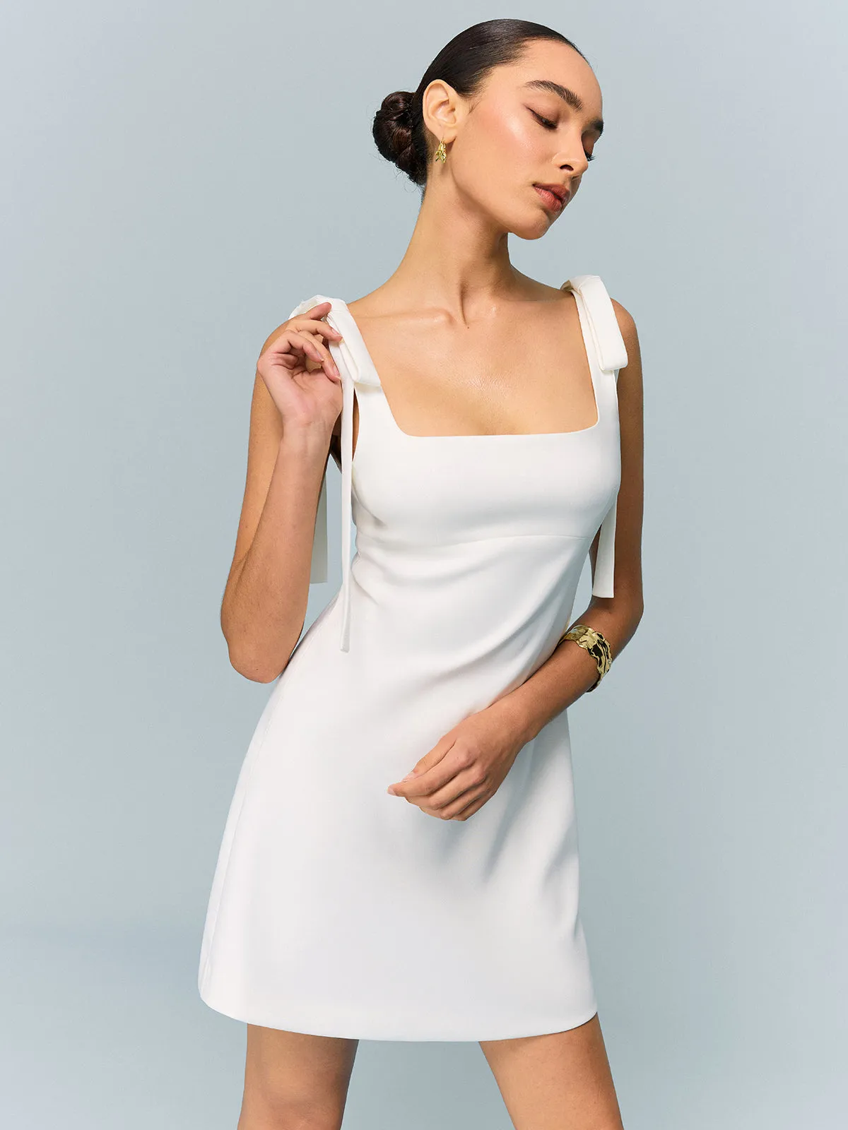 Bow-Strap Backless Mini Dress sold by COMMENSE product image thumbnail 4