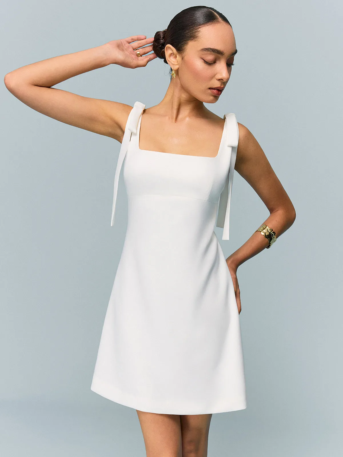 Bow-Strap Backless Mini Dress sold by COMMENSE product image thumbnail 5