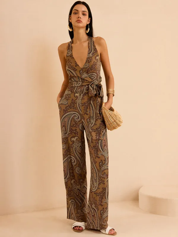 Paisley Print Halter Top and Pants Set sold by COMMENSE