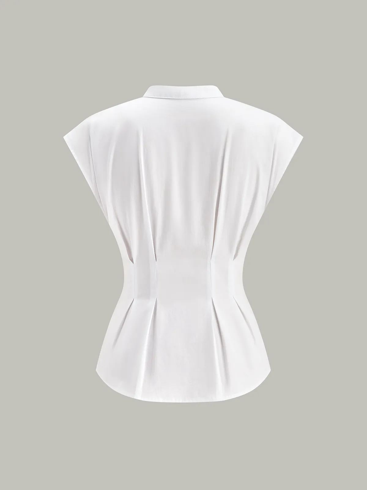Mandarin-Collar Cap-Sleeve Peplum Shirt sold by COMMENSE product image thumbnail 3