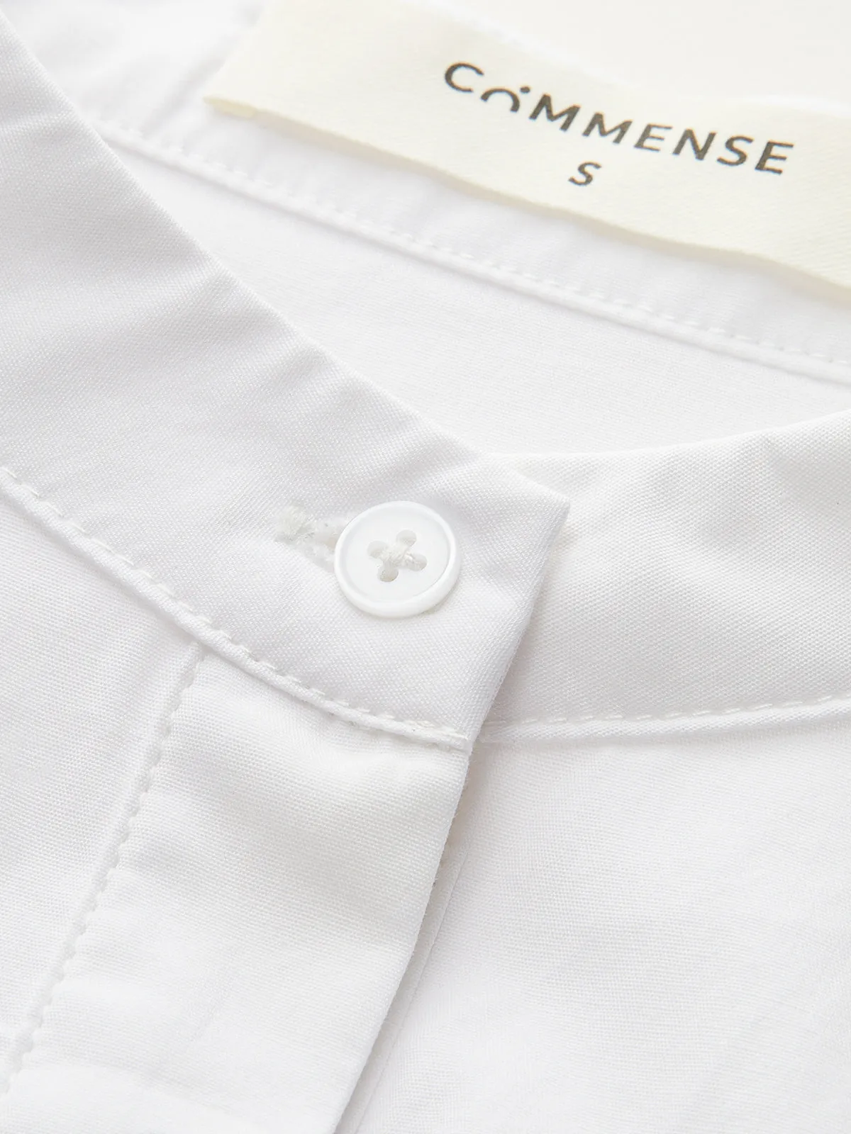 Mandarin-Collar Cap-Sleeve Peplum Shirt sold by COMMENSE product image thumbnail 4