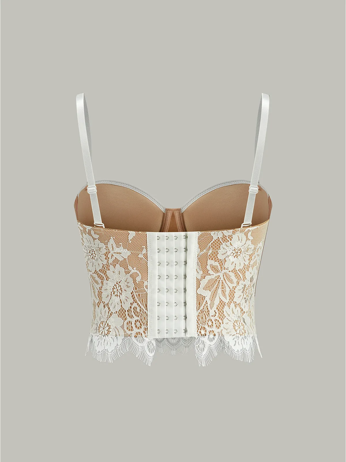 Semi-Sheer Lace-Trimmed Corset Top sold by COMMENSE product image thumbnail 4
