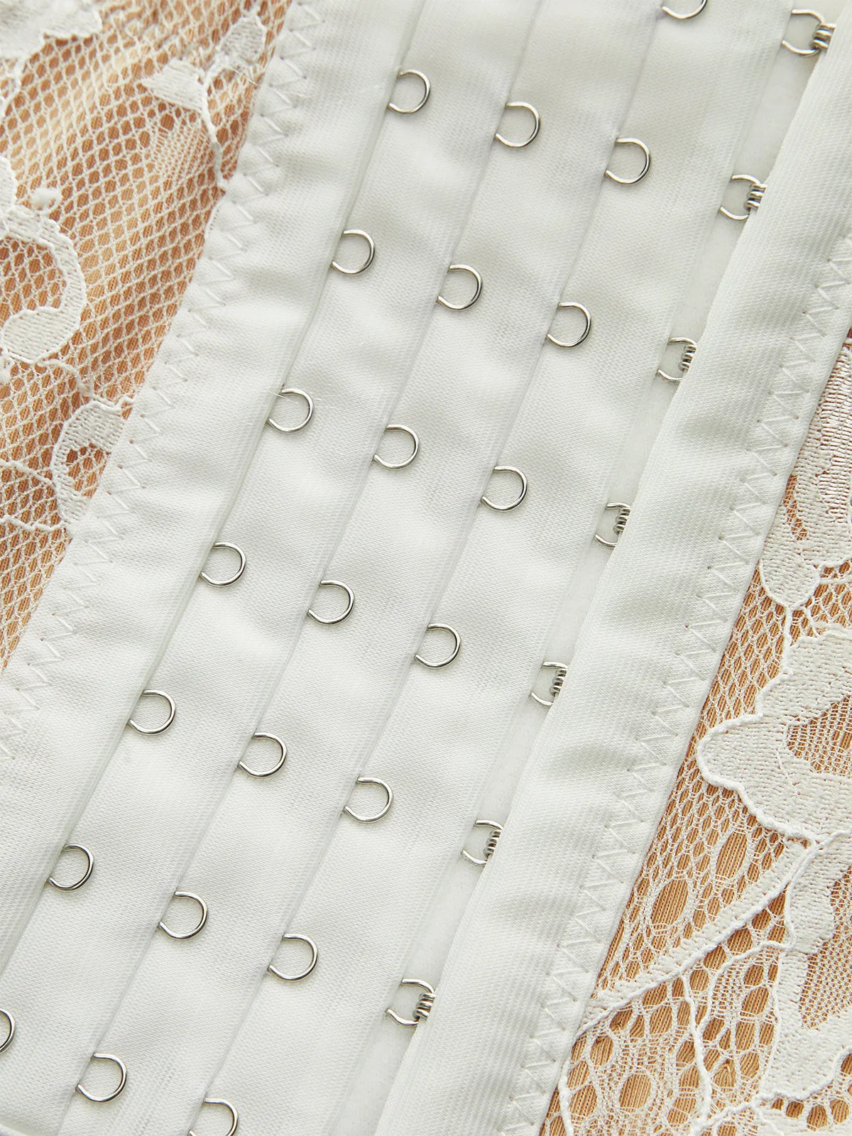 Semi-Sheer Lace-Trimmed Corset Top sold by COMMENSE product image thumbnail 2