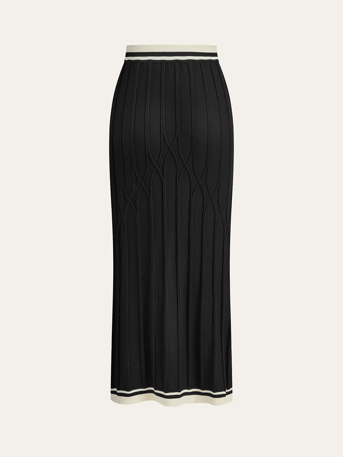 Slit-Front Textured Knit Midi Skirt sold by COMMENSE product image thumbnail 5