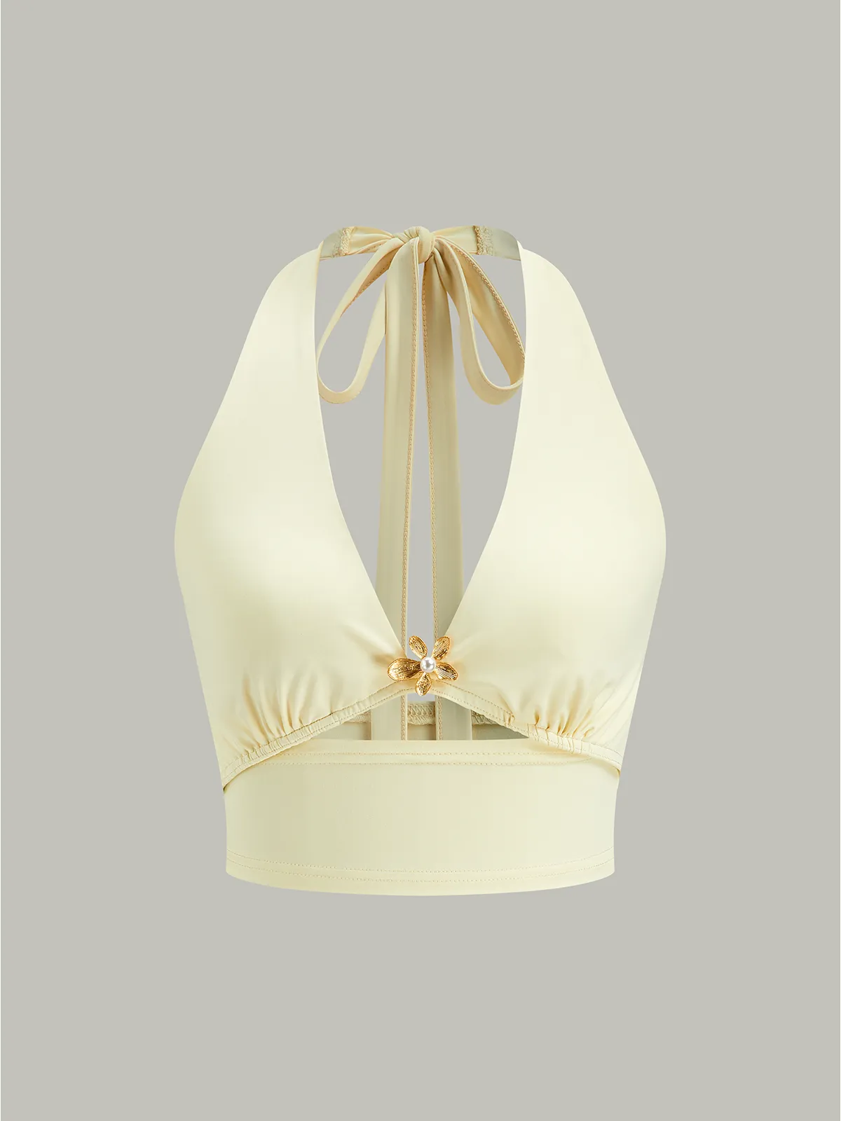 Halter Neck Crop Top and Mesh Paneled Skirt Set sold by COMMENSE product image thumbnail 2