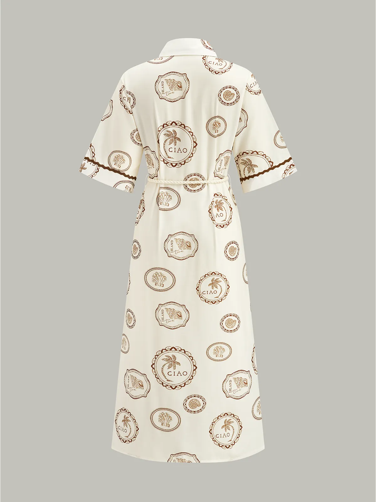 Printed Shirt Dress with Rope Tie Belt sold by COMMENSE product image thumbnail 3