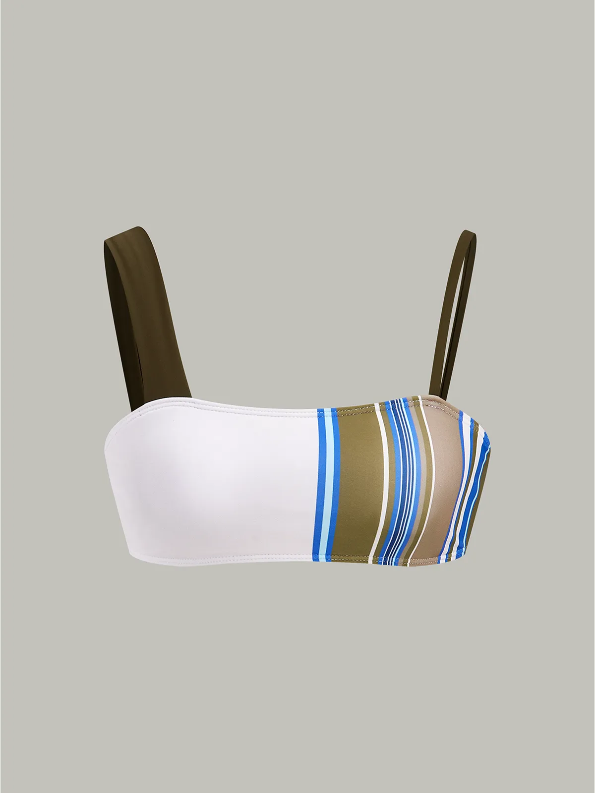 Color-Block Striped Bikini Top sold by COMMENSE