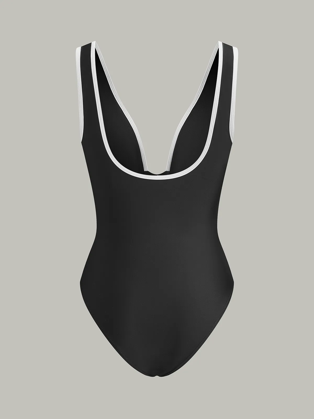 Deep V-Neck Ruched One-Piece Swimsuit sold by COMMENSE product image thumbnail 2