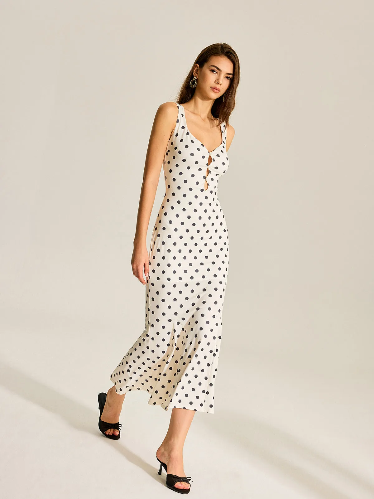 Polka Dot Two-Piece Maxi Dress with Lace Camisole sold by COMMENSE product image thumbnail 4