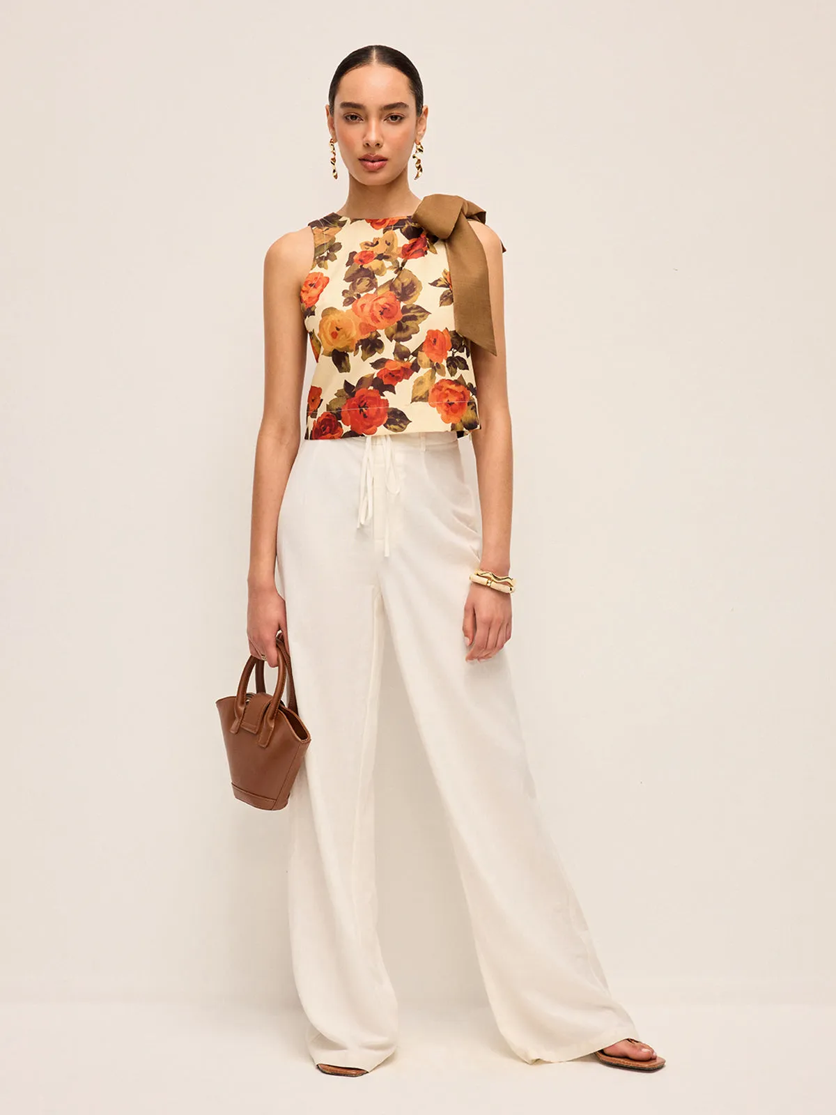 Floral Print Bow Detail Tank Top sold by COMMENSE product image thumbnail 5