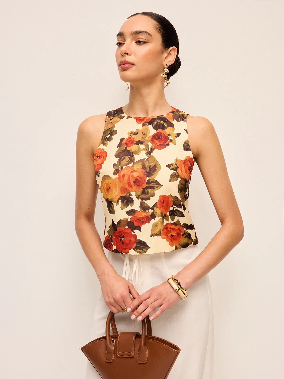Floral Print Bow Detail Tank Top sold by COMMENSE product image thumbnail 2