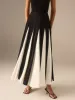 Color-Blocked Midi Skirt with Insert Panels sold by COMMENSE