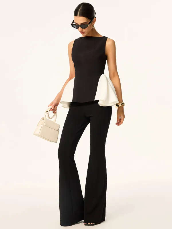 Colorblock Peplum-Waist Sleeveless Blouse sold by COMMENSE