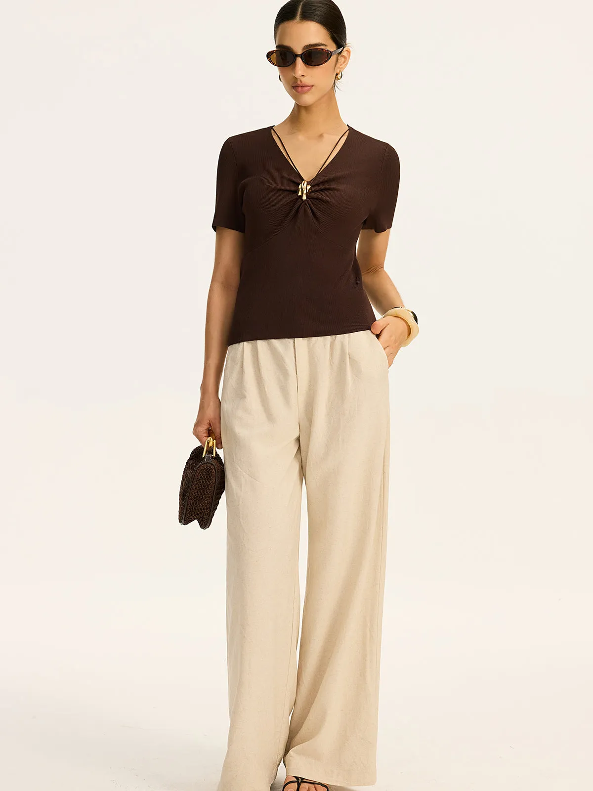 Metal Detail Ribbed Knit Top sold by COMMENSE product image thumbnail 5