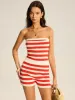 Striped Knit Strapless Top and Shorts Set sold by COMMENSE