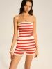 Striped Knit Strapless Top and Shorts Set sold by COMMENSE