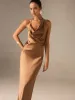 Satin Halter-Neck Backless Maxi Dress sold by COMMENSE